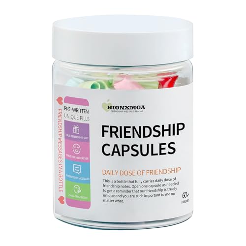 HIONXMGA 60PCS Pre-Written Friendship Messages in a Bottle, Cute Capsule Notes for Long...