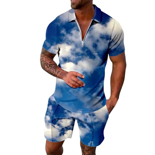 Ensemble d'été bleu ciel pour sorties en famille chemise et short confort