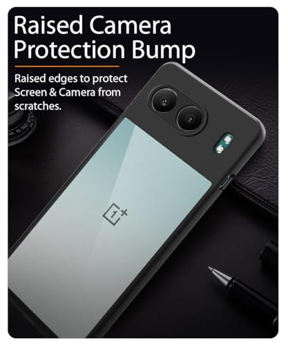 Image of WOW IMAGINE Shockproof Hybrid Back Cover for 1+ OnePlus Nord 4 5G | Hard Slim fit Back Case | PC & TPU | Clear Transparent Case - Black