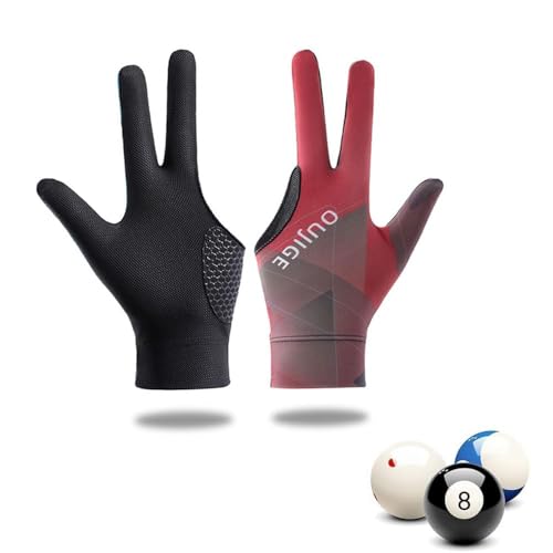beiqilian Left Hand Billiards Glove for Snooker Billiard Elasticity Billiard Training Gloves Accessories (Left Red Full Finger)