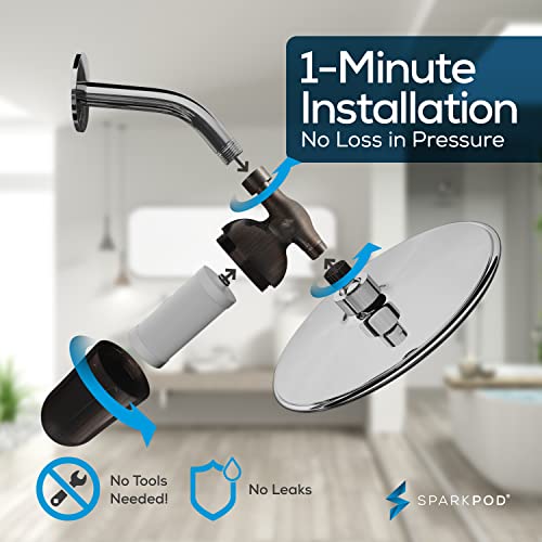 SparkPod Ultra Shower Filter - Shower Head Water Filter and Cartridge - 150 Stage Equivalent - Removes Up to 95% of Chlorine and Heavy Metals - for Soft Hair and Skin (Vintage Oil Rubbed Bronze)