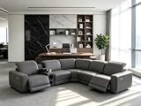 Power Reclining Sectional Set with Bass Speakers, Leather Reclining Sectional Sofa for Living Room Furniture, Oversized Recliner Sofa Couch with Adjustable Headrest/Cup Holders/Storage for Home/Office