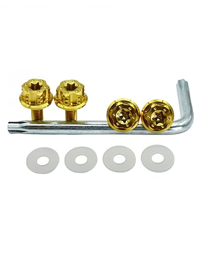 Kuroobaa �`�^���� �ԗp �i���o�[�v���[�g�{���g ����h�~�l�W L�^�����`�t�� M6*15mm 4�{�Z�b�g (�S�[���h)