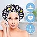 Shower Cap for Women Set of 4, Bath Caps, Double Layers Hair Caps + 2 Satin Hair Scrunchies, Reusable Waterproof Shower Caps, Elastic Hair Cap for Shower - Pattern A