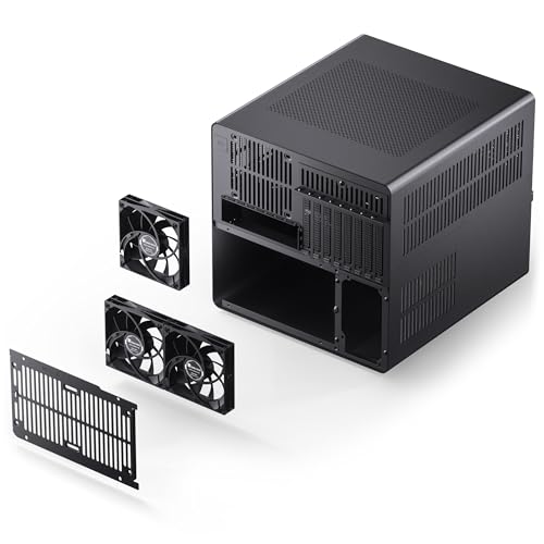 Image of Jonsbo N5 NAS Enclosure - Cube E-ATX Cube Case with Space for 16 Drives, 8 Slots, Mesh Design, Wooden Decor, USB-C, Ideal for NAS & Workstation, Black