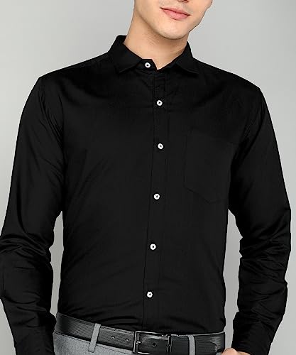 Image of MILDIN Men's Pure Cotton Striped Printed Shirt with Spread Collared Neck Full Sleeve Curved Hemline Button Closure and Regular Fit | Shirt for Man