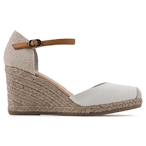White Mountain Women's Mamba Espadrille Wedge Sandal, Natural/Fabric, 8 M #TOP2