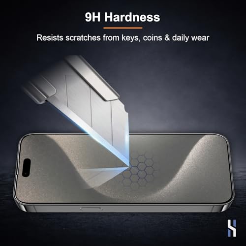 Image of Matte Tempered Glass for iPhone 15 Pro Max (6.7 Inch) Military Grade 9H Screen Guard, Anti-Scratch, Shatterproof, Edge-to-Edge Full Coverage - Black Border