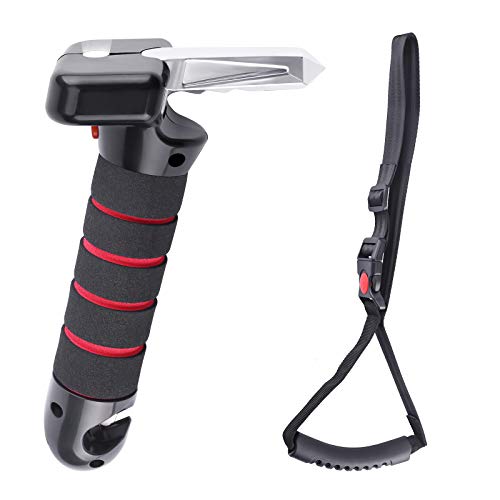 Portable Vehicle Support Handle, Car Handle Assist for Elderly and Disabled All-in-One Auto with LED Light Seatbelt Cutter and Window Breaker Present Adjustable Nylon Standing Aid Safety Handle