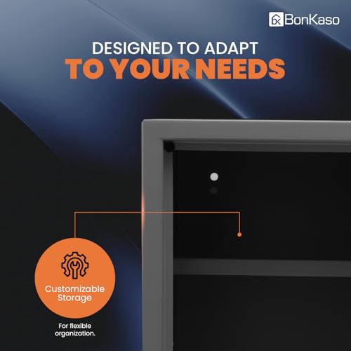 Image of BonKaso Safe Locker For Home, 51 Litres Locker Box For Money, Jewellery, Digital Electronic Safe Locker for Home & Office With Auto lock Function, Anti Theft Alarm And LED Display, (Grey)