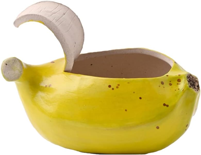 Crude Pottery Fruit Shape Microlandschaft Succulent Pots Planter Cute Cactus Flower Pot (Banana 2)