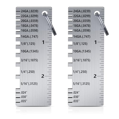 ZeeDix 2 PCS Metal Thickness Gauge Portable Steel Thickness Gauge Metal GaugeThickness Tool, Stainless Steel Plated Size Inspection Tool Welding Material Steel Gauge