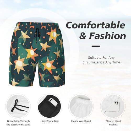 Short de bain double couche homme imprimé rétro EdWal confortable - 5