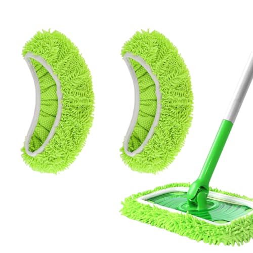 OUDQFCJ 2 piezas Lavables y Reutilizables Almohadillas de Repuesto de Microfibra para Swiffer Sweeper, Recambio Mopa y Mopa Microfibra para Suelos Secos y Húmedos (Verde)