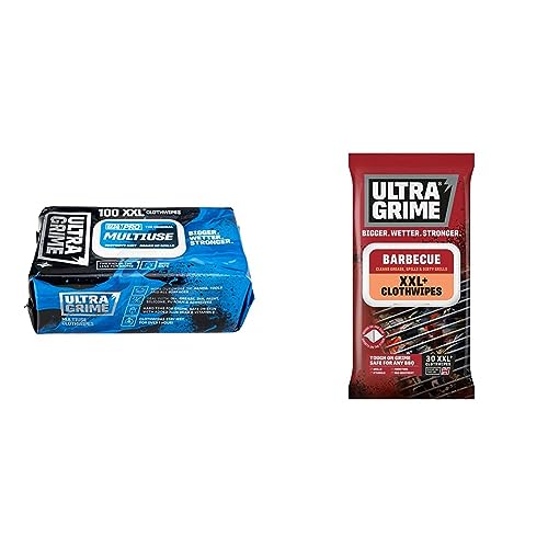 UltraGrime PRO Multiuse Cleaning Wet Wipes - Big Professional Disposable Wipes & BBQ Cleaning Wet Wipes - Big Size Disposable Grill Wipes