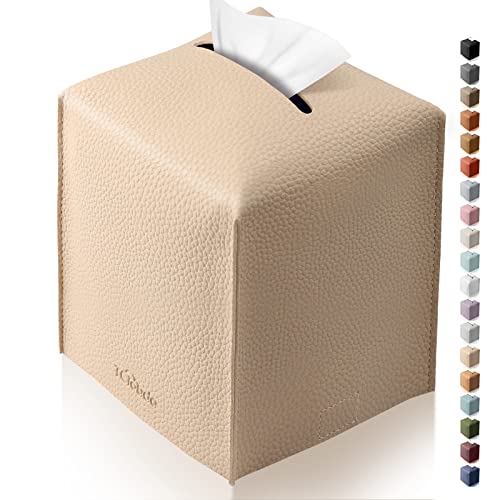 Tissue Box Cover, Tclouda, Modern PU Leather Square Tissue Box Holder for Creative Decorative, Ideal for Bathrooms/Office/Car/Nightstand/Outdoor Tent/Dining Table, 5