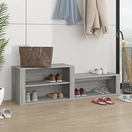 Gecheer Sonoma - Armario para zapatos (150 x 35 x 45 cm, madera de ingeniería), color gris