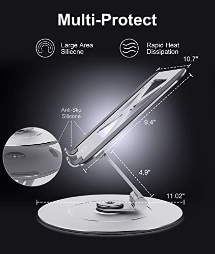 Loxp Ultra-Stable Swivel Laptop Stand For Desk, 300% Larger Base Stability, Military-Grade Aluminum, Anti-Loosening Structure, Cnc Technology Of Height Adjustable Laptop Stand, Suitable For 10"-17.3" #TOP5