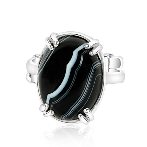 Arihant Gems & Jewels Natural Black Sulemani Hakik Silver 925 Adjustable Ring (Agate) for Men and Women (Design 1) (B07Y6KLFMV) Amazon Price History, Amazon Price Tracker