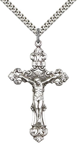 F A Dumont Sterling Silver Crucifix Pendant with 24