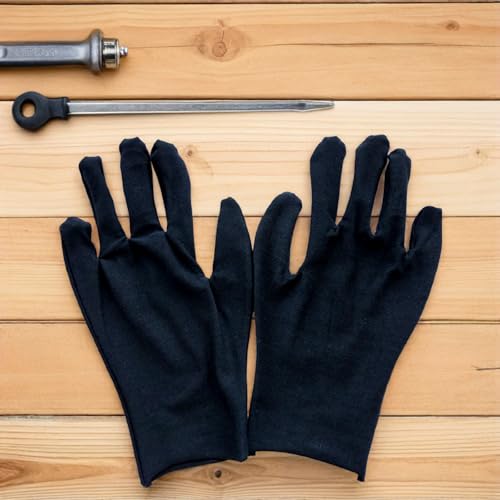 Guantes de seguridad Mipcase de algodón negros en talla M para trabajos de construcción 7