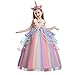 NNJXD Ragazza Unicorno Vestito Halloween Natale Festa Cosplay Costume Taglia (140) 7-8 Anni 719 Rosa-A