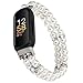 iLVANYA Beaded Bracelet Compatible forFitbit Inspire 3 for Women Girls,Fashion Handmade Pearl Beads Elastic Stretch Watch Band for Fitbit Inspire 3 Fitness Tracker (Pearl White)