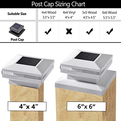 Maggift 6 Pack Solar Post Lights, Outdoor Post Cap Light For Fence Deck Patio, Solar Powered Caps, Warm White High Brightness Smd Led Decorative Lighting, Lamp Fits 4X4, 5X5 Or 6X6 Wooden Posts, White #TOP1
