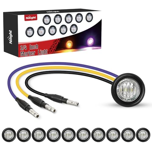 Image of Nilight 3 /4 Inch Dual Color Marker Light Amber Turn Purple Clearance Lights | 10PCS Auxiliary Side Lamp w /3 Pin Plug IP68 Waterproof Fits Trailers Trucks Campers RVs ATVs UTVs