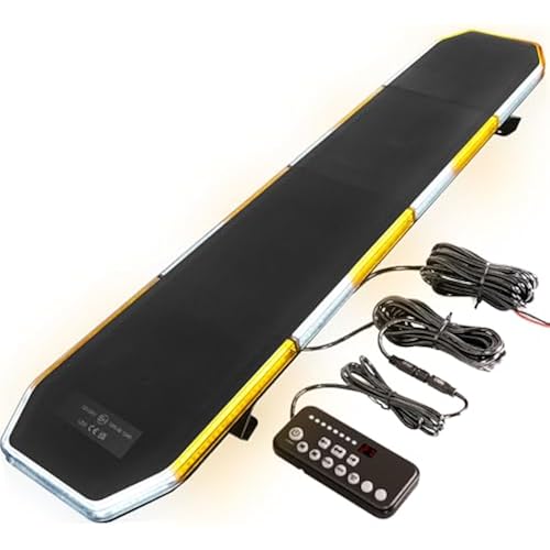 ASPL 282 LED Low Profile Emergency Strobe Light Bar 47" Roof Top Warning Hazard Flashing Security Traffic Advisor/Controller / 27 Patterns Lights for Tow Truck Construction Vehicle (Amber/White)