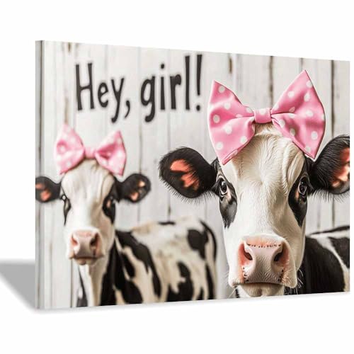 Affiches animalières vaches roses sur toile premium avec cadre de salon