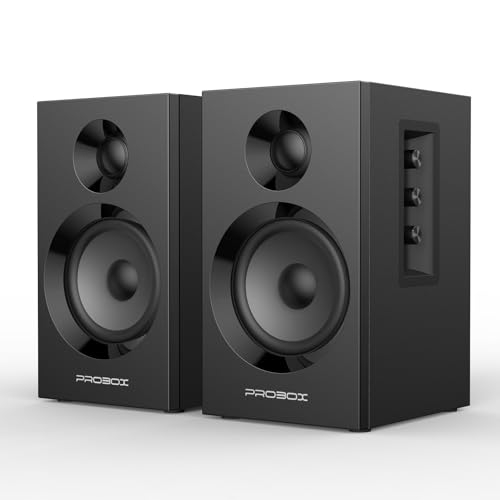 BT16 Active Bookshelf Speakers 3.5″ Woofer with 1″ Tweeter, 60W RMS-Bluetooth 5.3, Built-in 24bit DAC Dynamic 3D 2.0 Surround Sound, Computer Gaming PC Speakers – Black