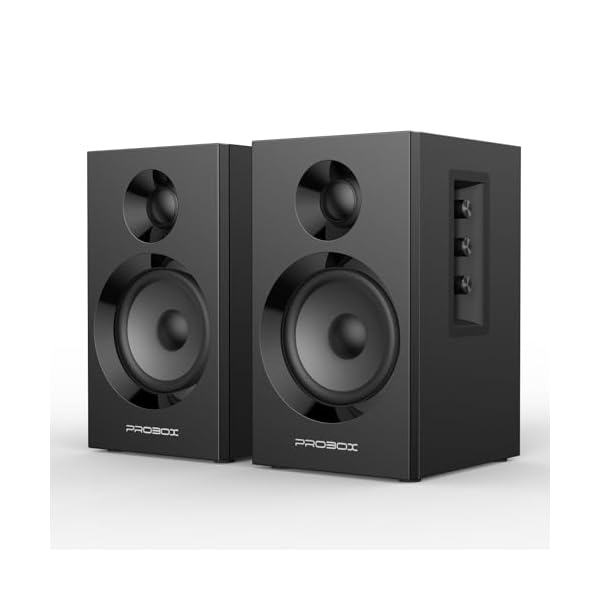 BT16 Active Bookshelf Speakers 3.5″ Woofer with 1″ Tweeter, 60W RMS-Bluetooth 5.3, Built-in 24bit DAC Dynamic 3D 2.0 Surround Sound, Computer Gaming PC Speakers – Black