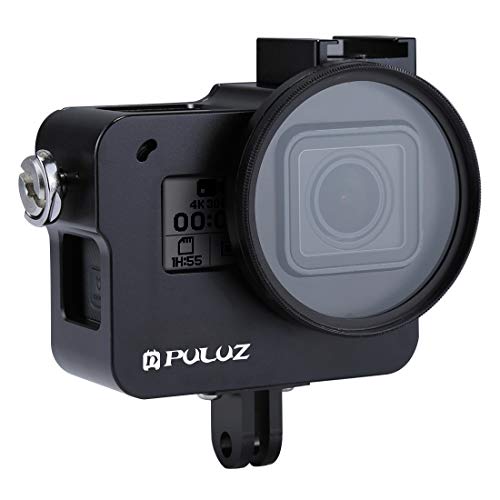 Puluz For Hero 7 Black New Hero (2018) Hero 6/5 Cnc Aluminum Alloy Housing Shell Case Protective Cage With Insurance Frame & 52Mm Uv Lens (Black) #TOP1