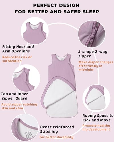 Supersoft Viscose from Bamboo Sleep Sack 0-6 Months 1.0 Tog for Baby Boys and Girls, Infant Toddler Sleeping Sack, 2-Way Zipper Baby Wearable Blanket4