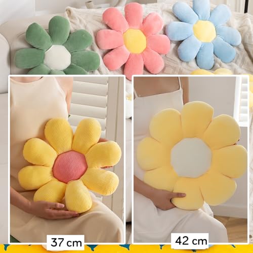 Image of HOKIPO Flower Pillow Fluffy Soft Decorative Throw Pillow Seating Cushion Plush Pillow for Sofa Couch Bed Nursery Props - 42 cm, Soft Blue (AR-6234-BLU)