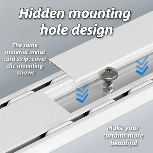Silent Double Slide Curtain Track - 3.1m (10.2ft) Ceiling Mount Aluminum Alloy with Hooks & Accessories - Perfect for Living Room, Bedroom & Room Divider (White)