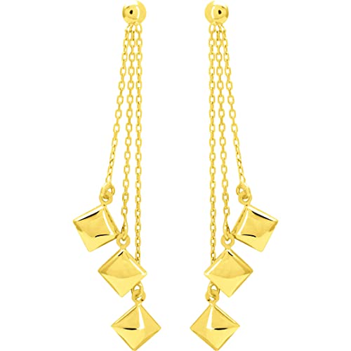Boucles d'oreilles cubes or 18 carats bijoux femme or 750/1000 40mm