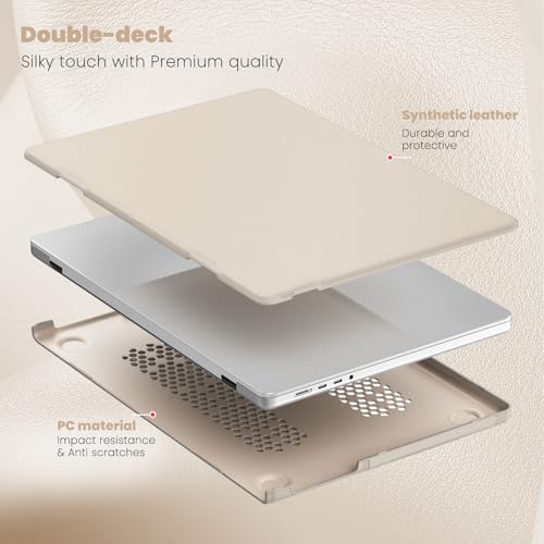 Coque MacBook Pro 16 en cuir protection rigide robuste premium couleur or - 5
