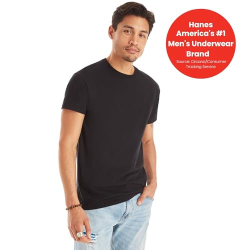 image for Hanes Mens Cotton, Moisture-wicking Crew Tee Undershirts, Multi-packs 