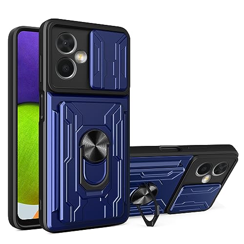 Elubugod Compatible with Realme 10 Pro+ 5G Slot Phone Case,with Slide Camera Lens Cover Compatible with Realme 10 Pro+ 5G RMX3687 RMX3686 Case Blue