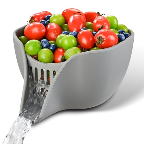 Boostazon BTA-01 Strainers And Colanders, Silicone Colander For Kitchen With Spout For Ease Rinsing And Draining Fruit, Vegetable Salads, Pasta, Food Strainers Bowl Over The Sink cover