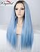 K'ryssma Ombre Blue Lace Front Wigs Long Straight Ombre Synthetic Wig with Dark Roots Heat Resistant Lace Wigs for Women 24 inch