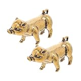 [Uonlytech] 真鍮製の豚ペンダント キーリング デスクトップ装飾 バッグペンダント 多機能 キーホルダー 彼氏 プレゼント向け レトロデザイン アクセサリー 2個