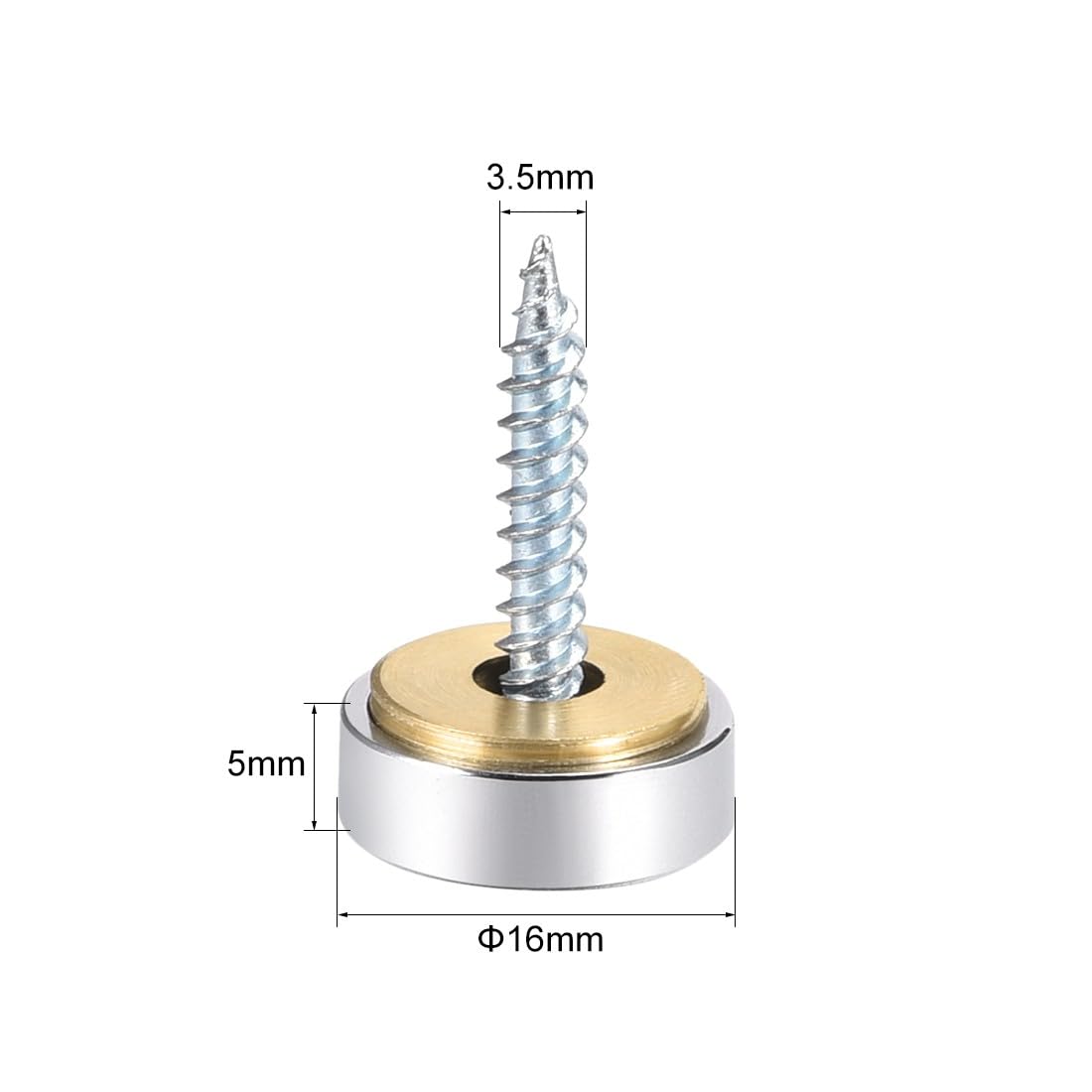 #US Mirror Screw Decorative Caps Cover Nails Polished Stainless Steel 16mm 8pcs