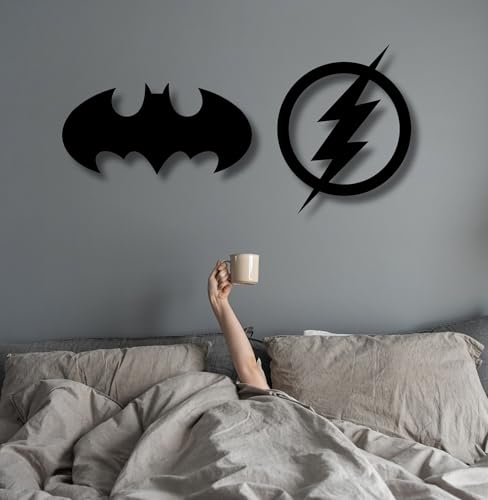 Image of TWIGGY Superhero 6mm MDF Wooden Wall Decor Set for Home, Office, or Gaming Room, Gift, Anime (pack of 2 | The Flash,The Dark Knight)