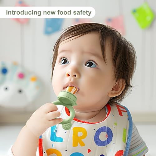Image of Baby Breastmilk Popsicle Molds & Baby Fruit Feeder (4 Pack), Infant Food Freezer Tray Storage Containers, Silicone Teething Pacifier Feeder and Teether for Babies,Boys and Girls-Navy&Purple