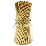 Metallic Gold PaperDrinking Straws, Disposable Gold Foil Paper Straws, Clinquant Crafted Sticks for Cake Pops Party Decoration - 7.75 inch, Pack of 100