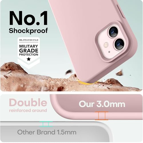 Image of LOVE 3000 Designed for iPhone 12 Case /iPhone 12 Pro Case, Premium Silicone with [Soft Anti-Scratch Microfiber Lining] Shockproof Protective Phone Case for Men Women Girls 6.1 inch, Pink Sand