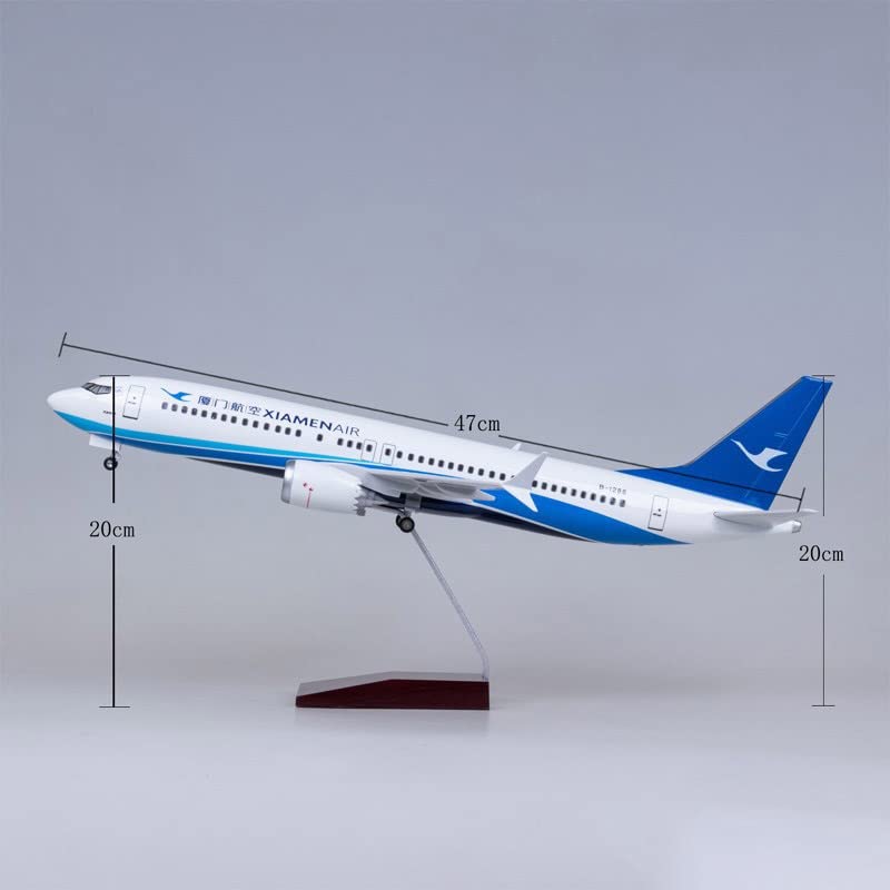 47cm pasuje do XIAMEN Airlines B737MAX 737 Model samolotu światła i koła podwozie samoloty kolekcje Hobby zestaw gier (B)